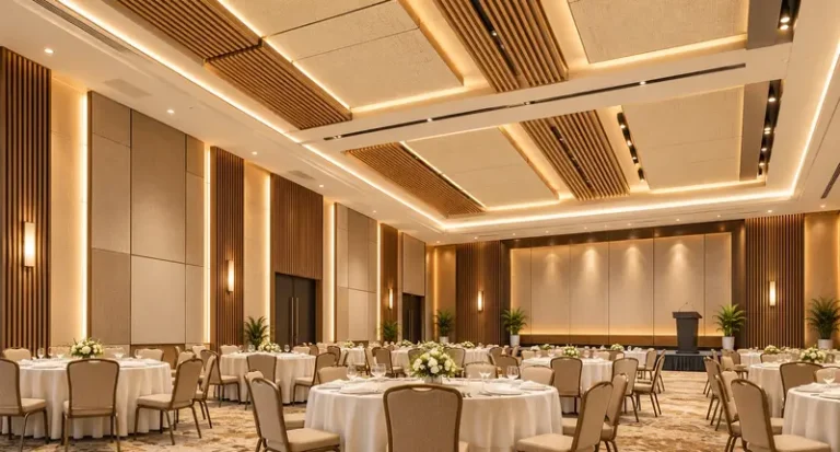 Acoustic treatment for a hotel banquet hall