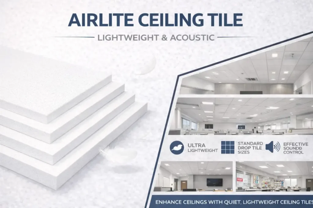 Airlite™ Ceiling Tiles combine sleek design with superior sound absorption. Made from high-density UHAVC, these lightweight tiles offer an NRC of 0.85, reducing echo and improving speech clarity in offices, classrooms, auditoriums, and premium spaces. AirLite Ceiling Tile