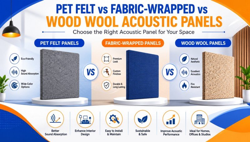 PET Felt vs Fabric-Wrapped vs Wood Wool Acoustic Panels