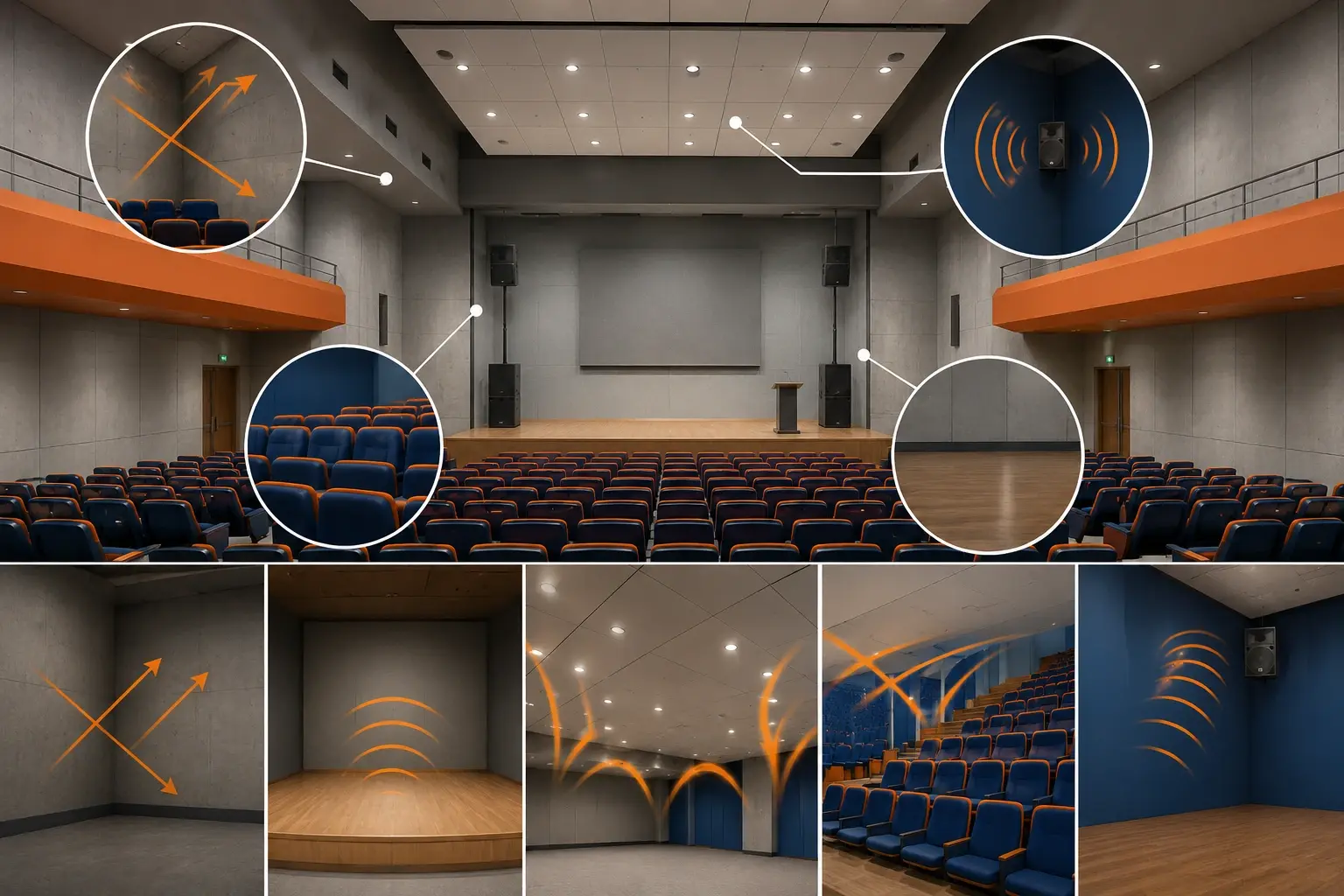 Sound Reflections in Auditoriums, Poor Auditorium Acoustics Causes, Common Acoustic Problems, Auditorium Acoustic Problems, Auditorium Acoustics, Sound Reflections, Auditorium Sound Quality, Acoustic Treatment for Auditoriums, Reverberation in Auditoriums, Auditorium Soundproofing