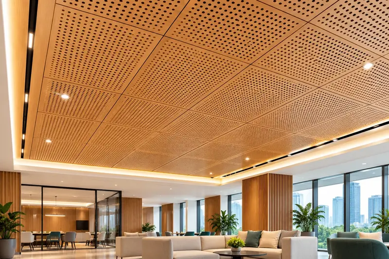 Wooden Perforated Ceiling Tiles