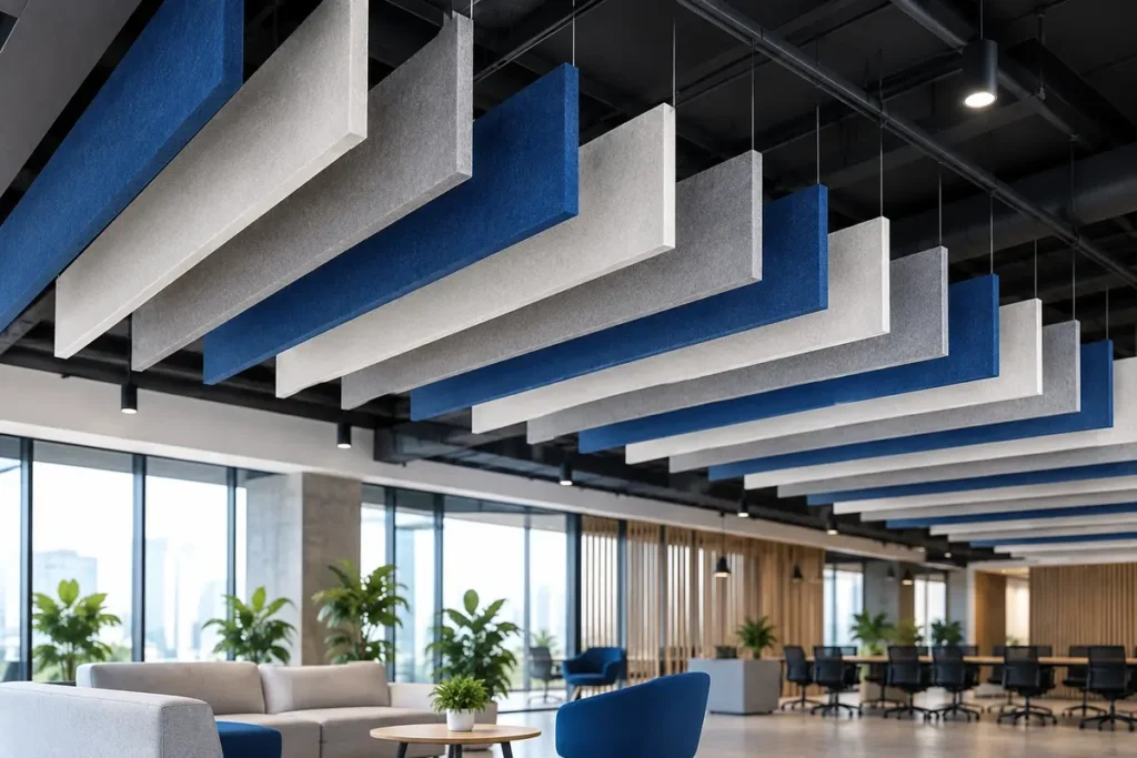 Hanging acoustic ceiling baffles